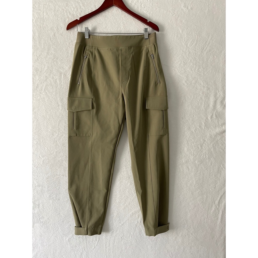 Athleta Headlands Hybrid Cargo II Pants Olive Green Tapered Hiking Womens 12